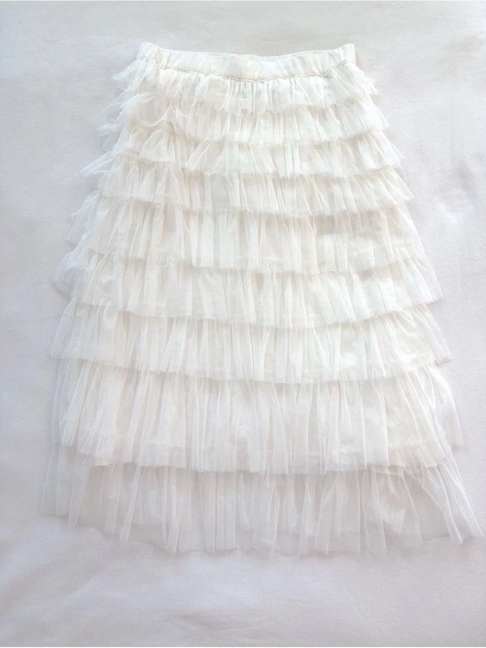Cupcakes & Cashmere Ivory  Tiered Tulle Skirt Women LARGE  Romantic Balletcore